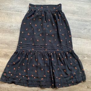 Madewell floral midi ruffle skirt